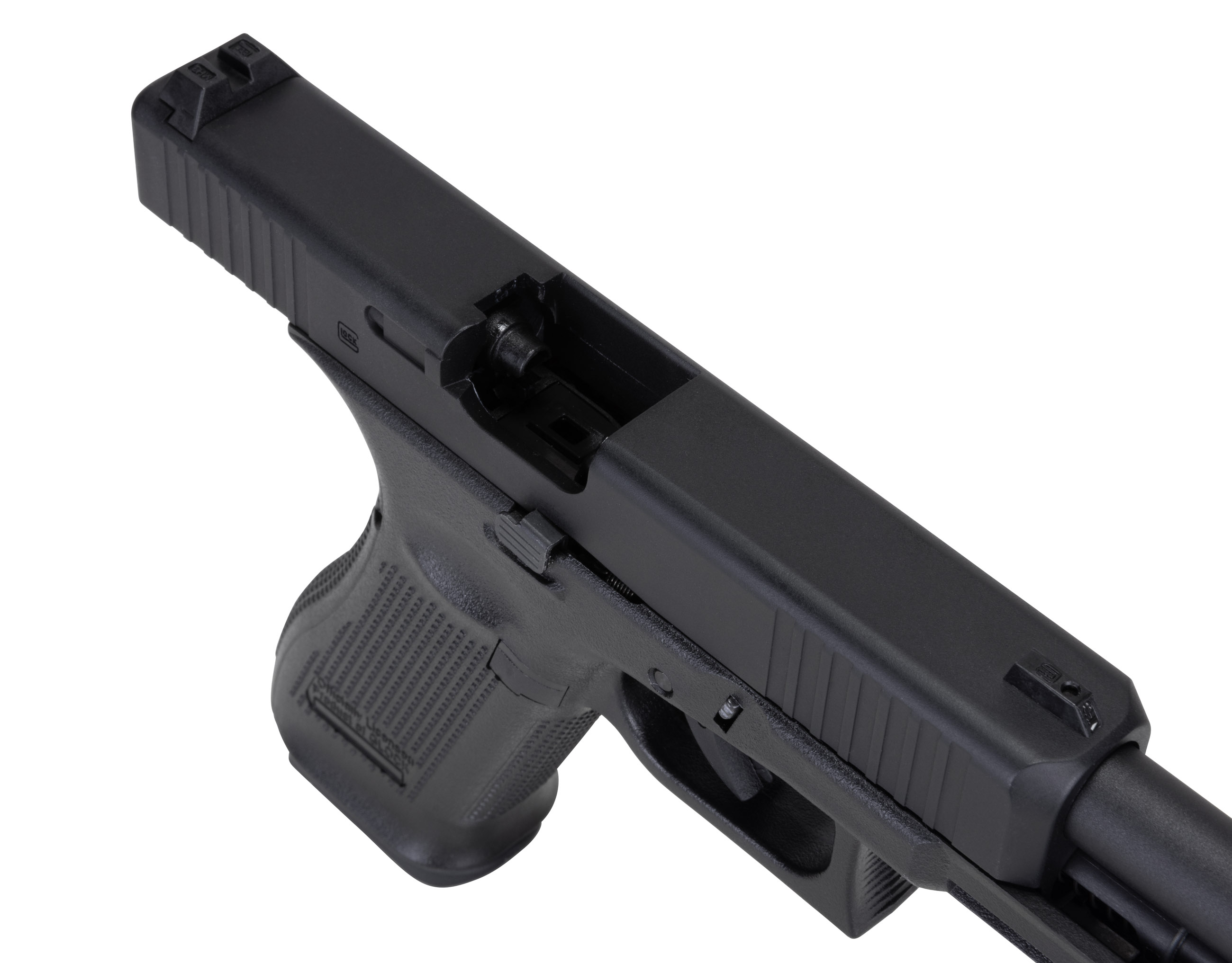 GLOCK 17 Gen 5 GBB Airsoft Pistol with the slide open